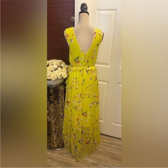 Tanya Taylor silk/cotton Yellow V-Neck Sleeveless Maxi  eyelet Sundress, US4 - Picture 11 of 14